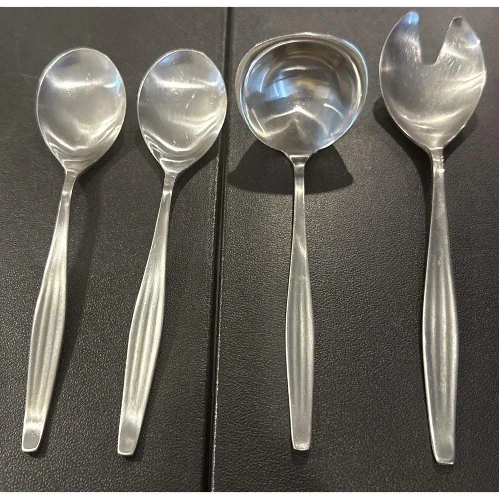 WMF Cromargan Germany Atlanta Motion 4‎ Piece Serving Set Fork Spoon Ladle VTG